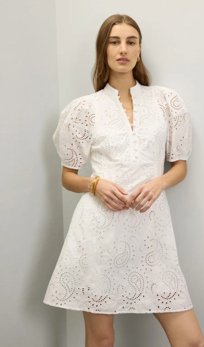 Club Monaco Eyelet Balloon Sleeve Mini Dress Size 0